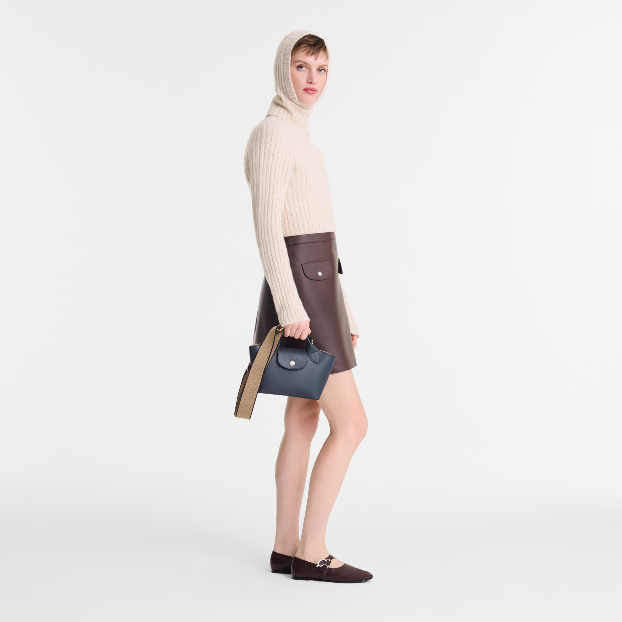 Épure XS Tote bag / Navy - Leather - Image 2