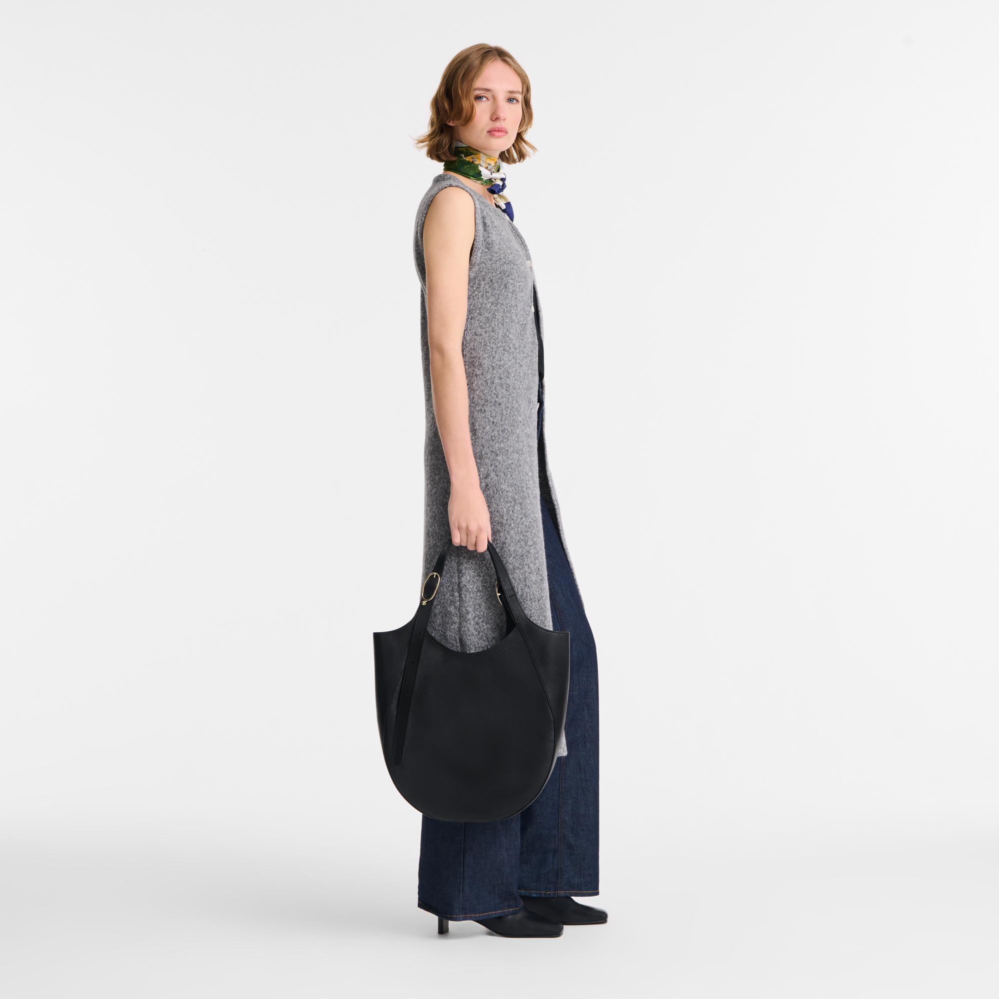 Le Foulonné XL Tote bag / Black - Leather - Image 3