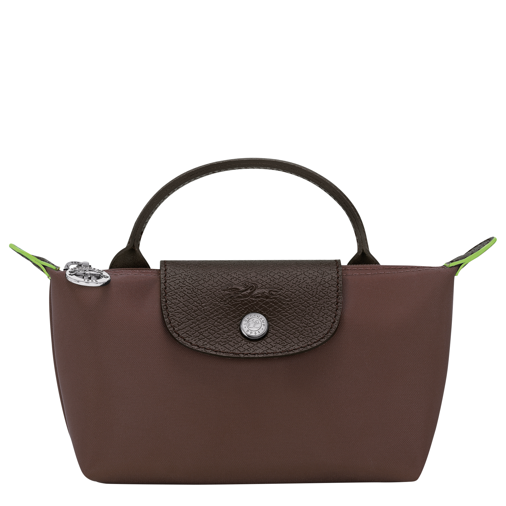 Le Pliage Green Pouch with handle / Mocha - Recycled canvas