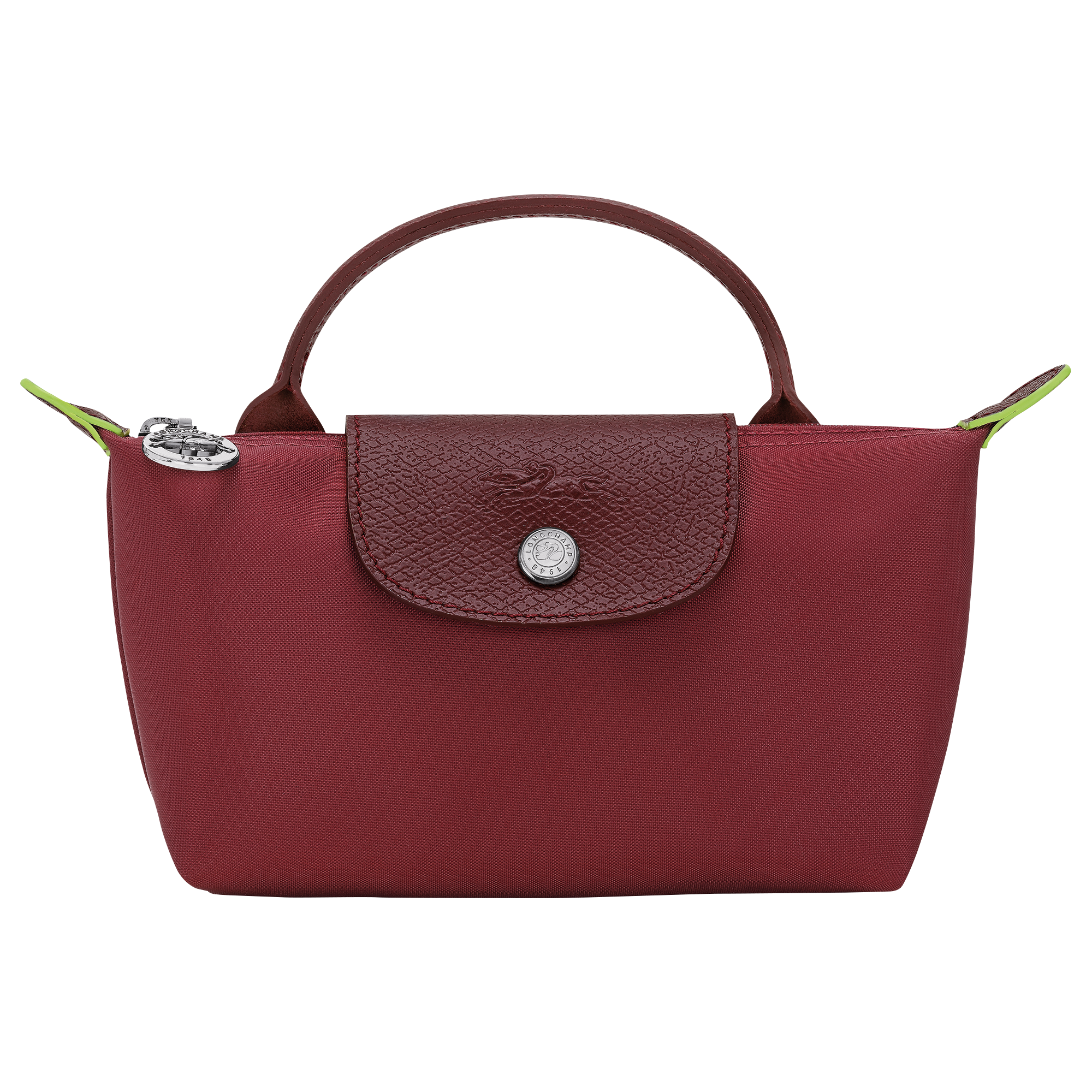 Le Pliage Green Pouch with handle / Pomegranate - Recycled canvas