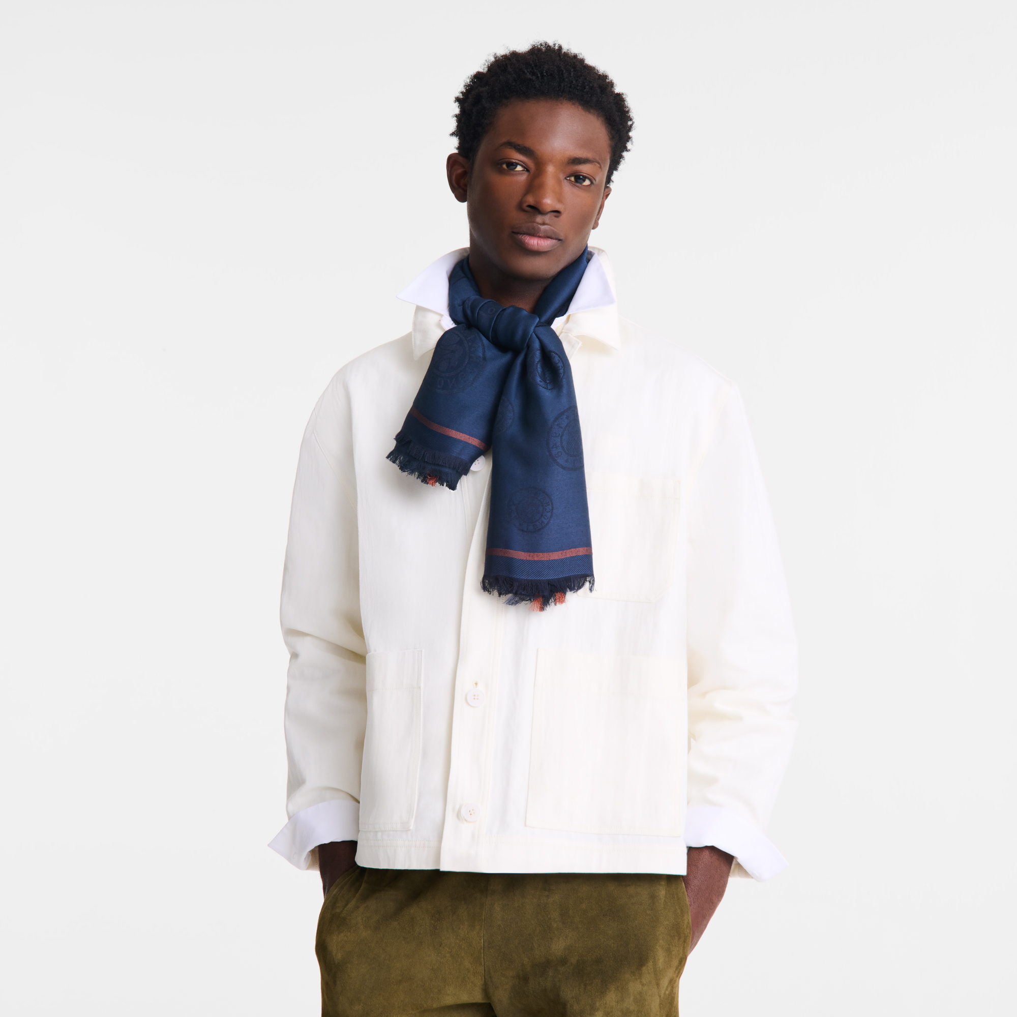 La Médaille Longchamp Shawl / Navy - Cotton blend