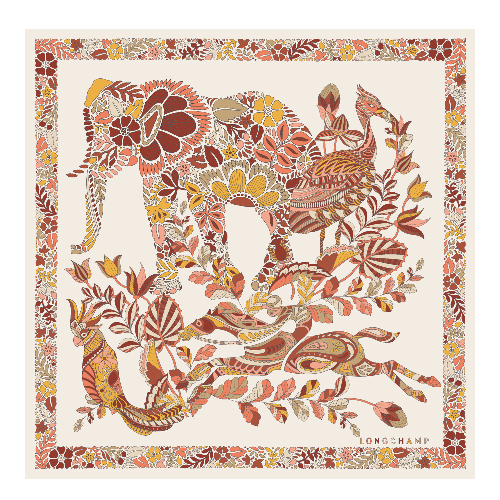 Forêt Longchamp Silk scarf 50 / Honey - Silk