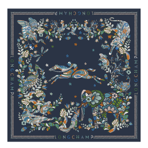 Forêt Longchamp Silk scarf 90 / Navy - Silk