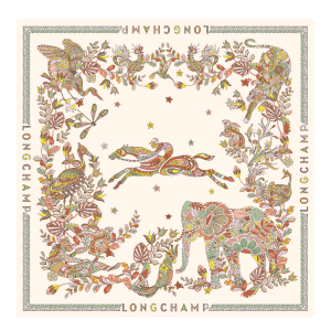 Forêt Longchamp Silk scarf 90 / Ecru - Silk