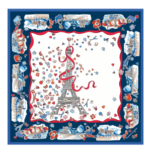 Equestrian Tower Silk scarf 50 / Ecru - Silk