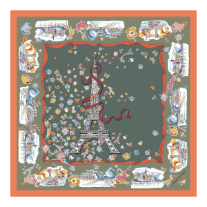 Equestrian Tower Silk scarf 50 / Oregano - Silk