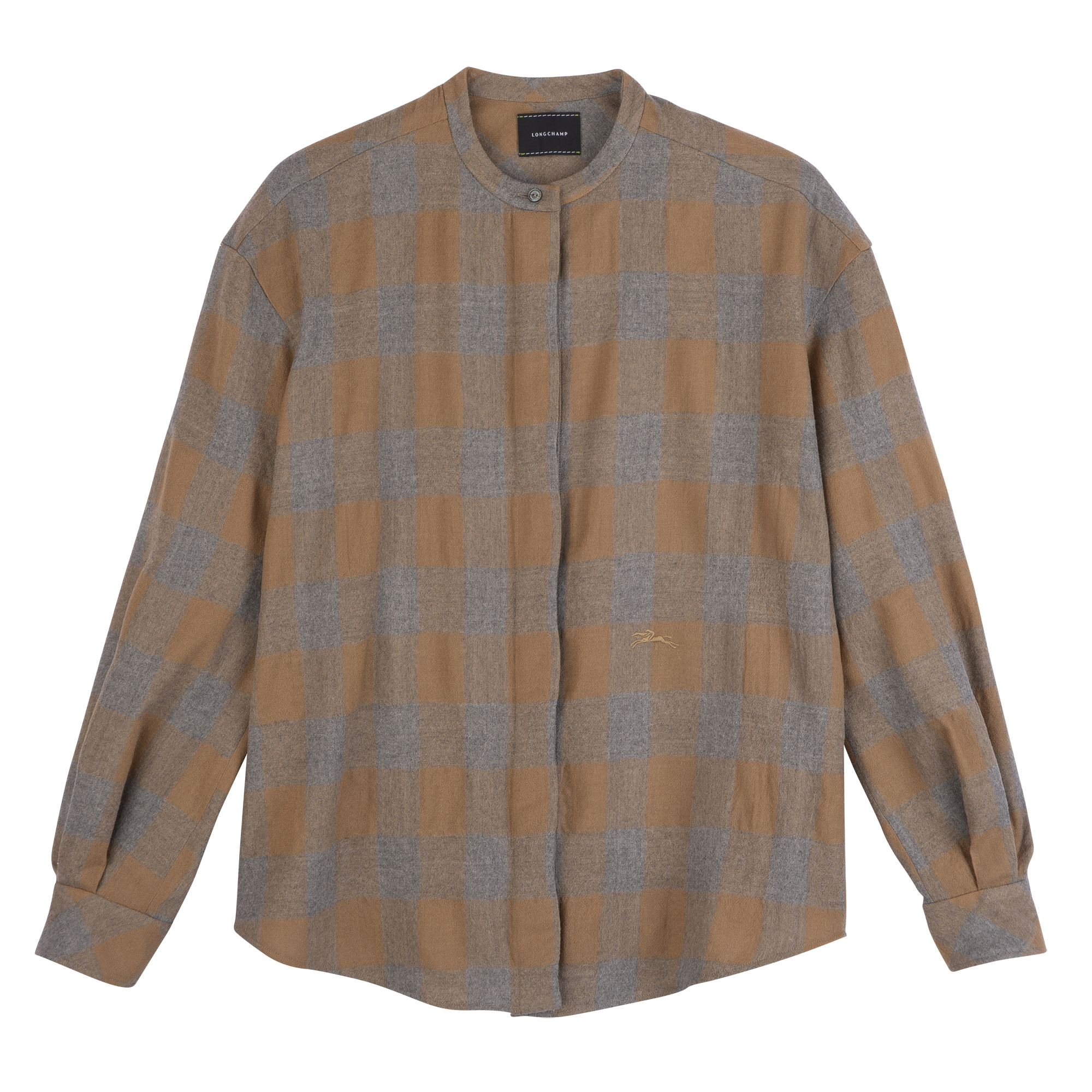 Shirt / Camel/Grey - Jacquard wool