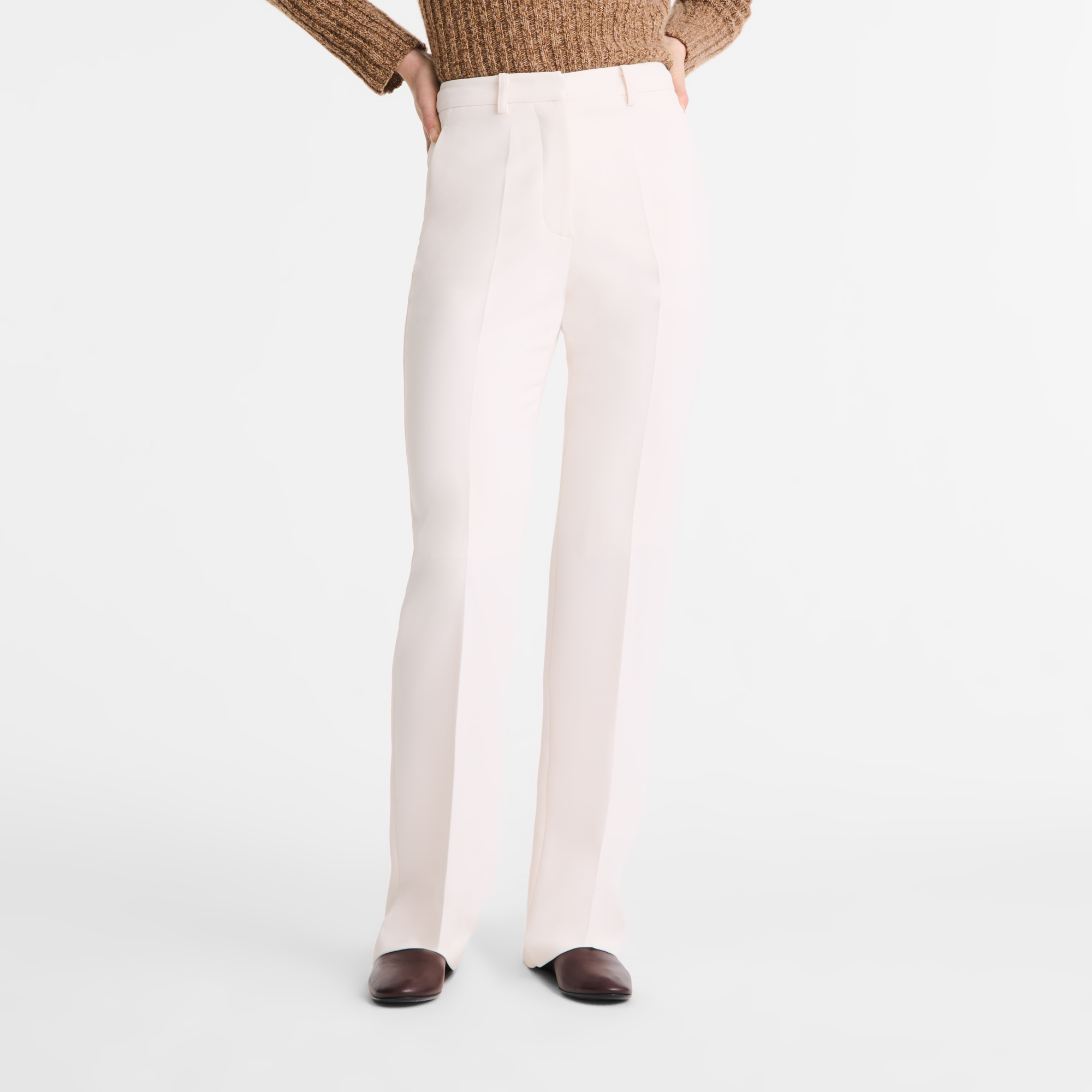 Trousers / Ecru - Crepe - Image 4