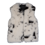 Sleeveless cardigan / Black/White - Faux fur