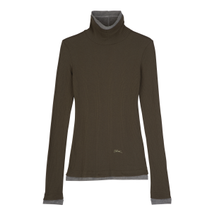 Thin turtleneck sweater / Khaki - Jersey