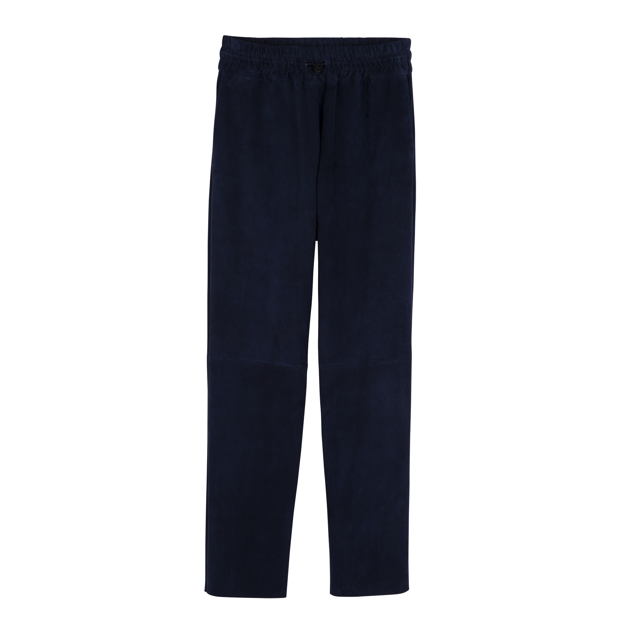 Leather straight pants / Navy - Leather