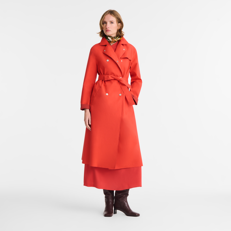 Trench coat / Red - Water-repellent technical canvas - Image 9