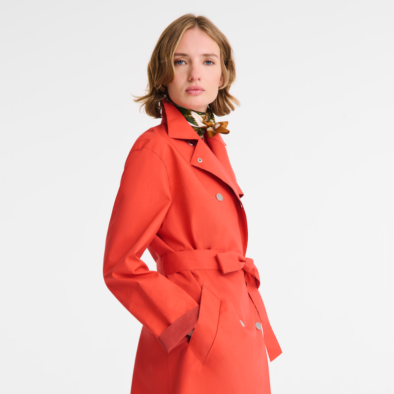Trench coat / Red - Water-repellent technical canvas - Image 11