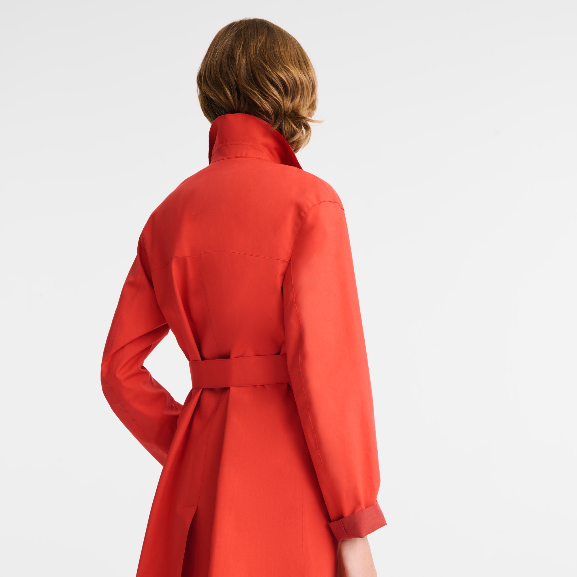 Trench coat / Red - Water-repellent technical canvas - Image 5