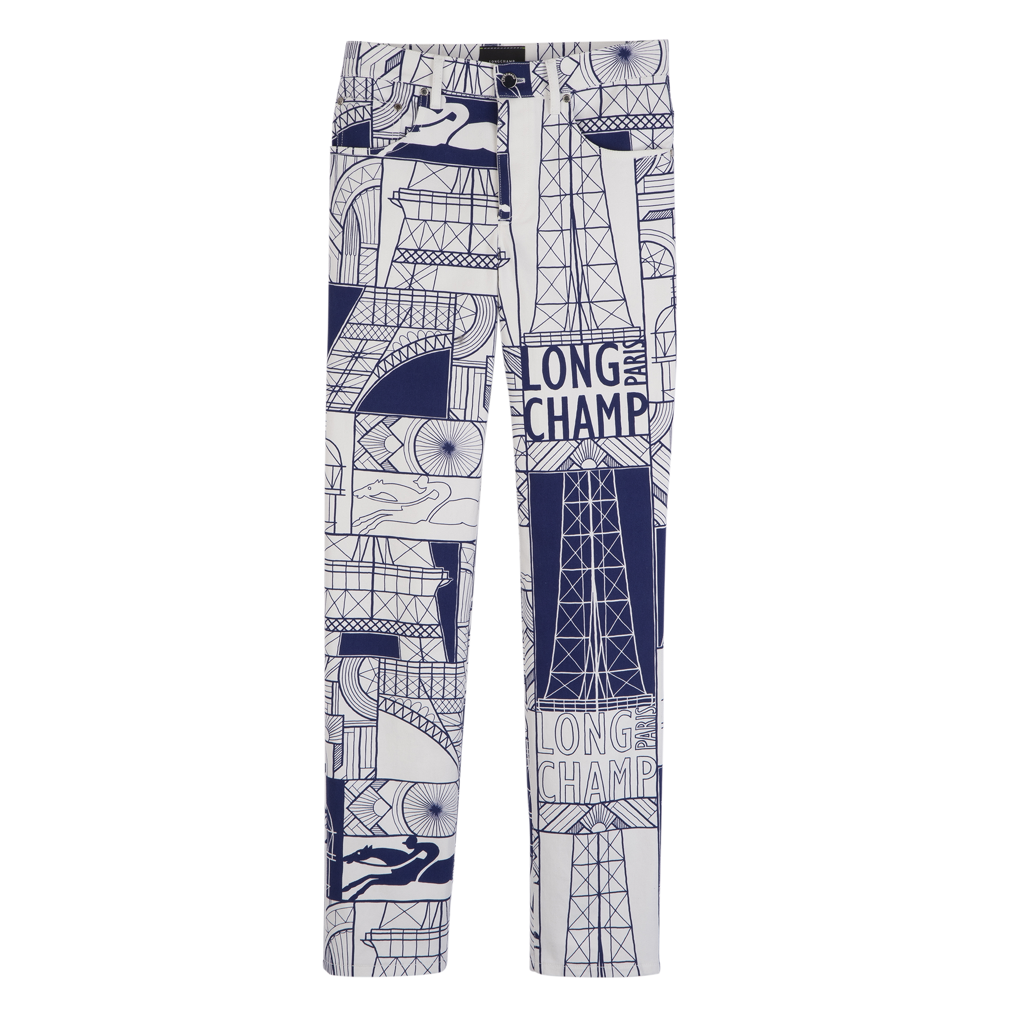 Trousers / Navy - Printed cotton