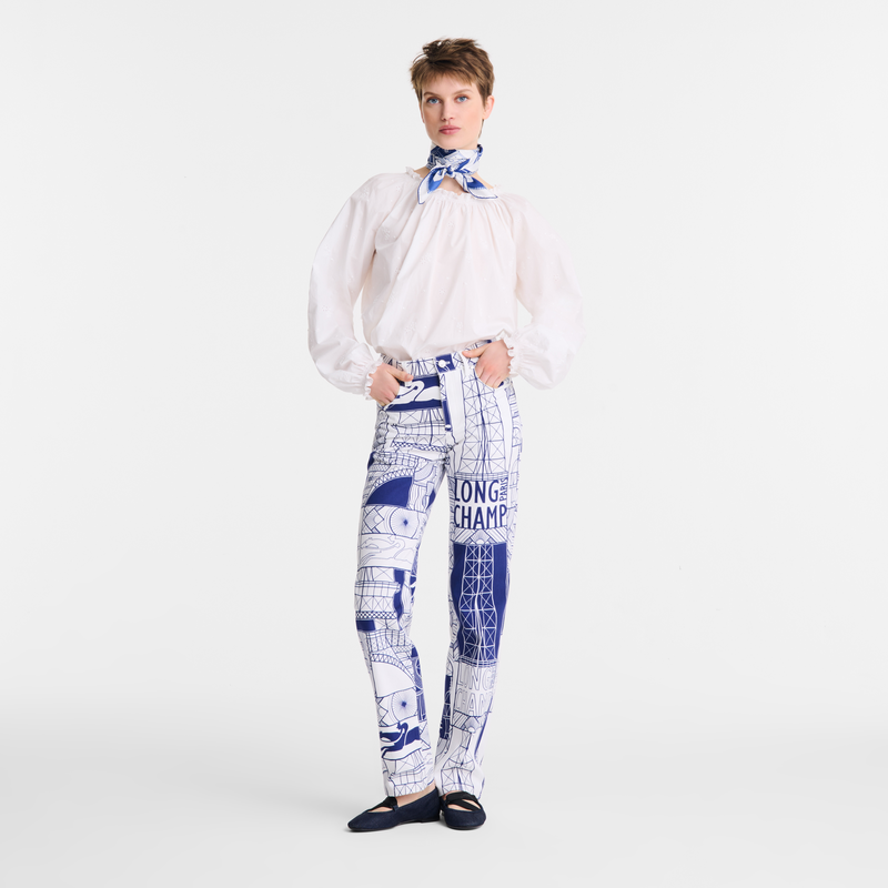 Trousers / Navy - Printed cotton - Image 12