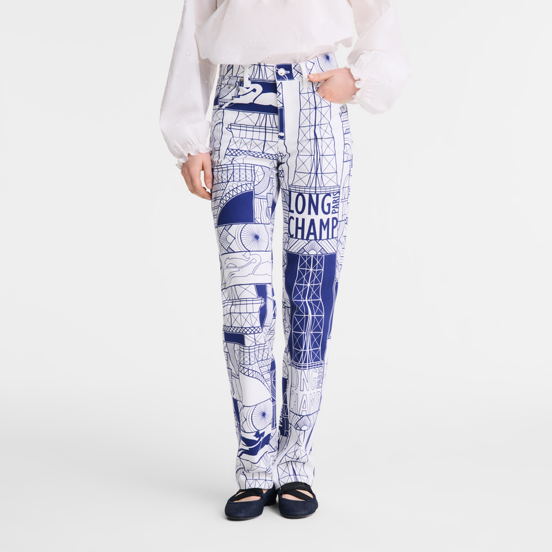 Trousers / Navy - Printed cotton - Image 8