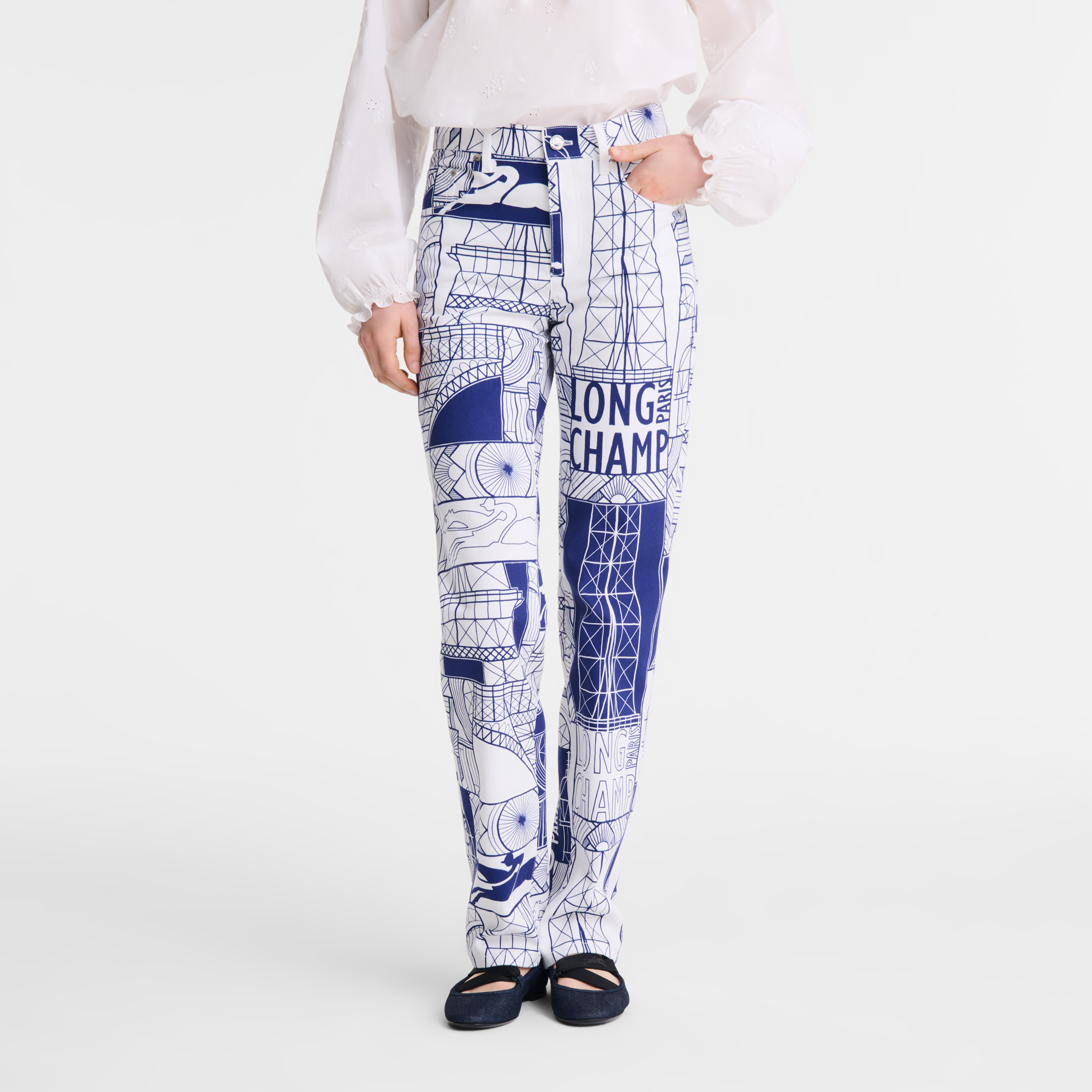 Trousers / Navy - Printed cotton - Image 4