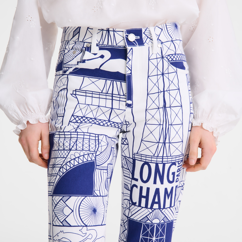 Trousers / Navy - Printed cotton - Image 7