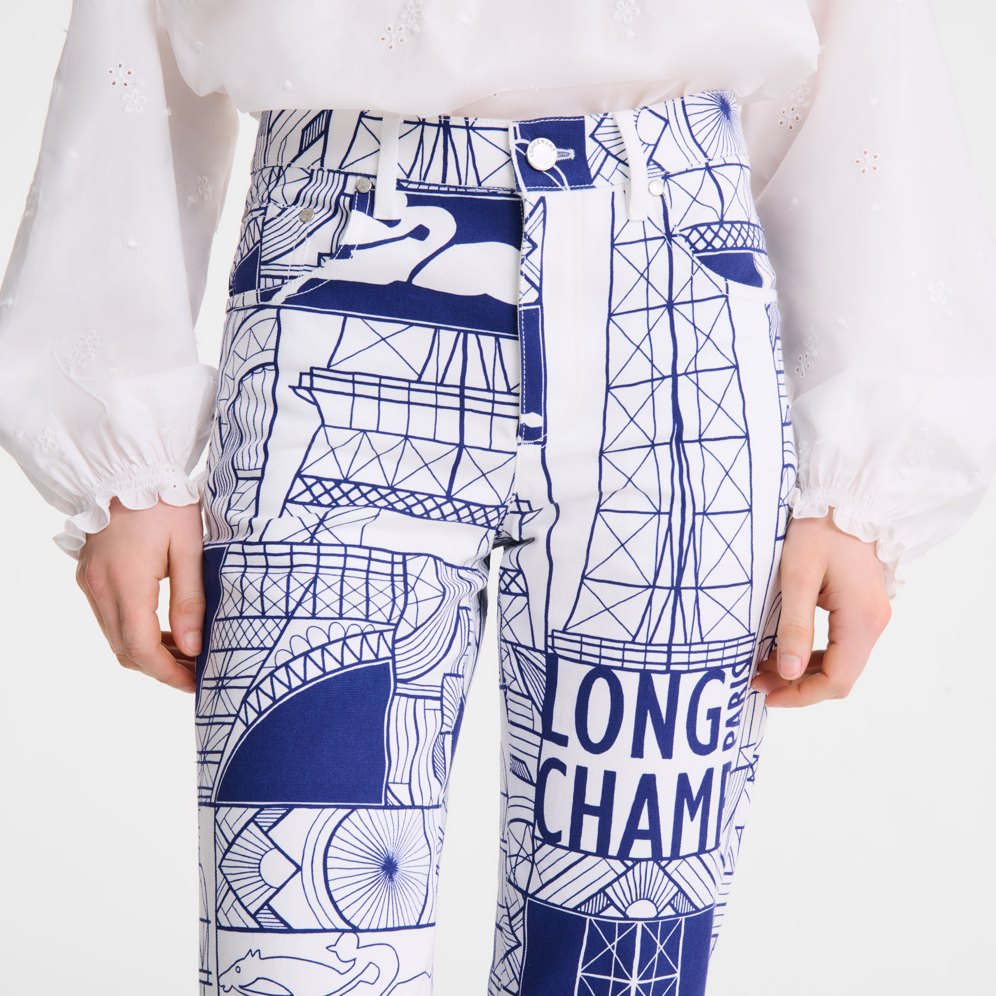 Trousers / Navy - Printed cotton - Image 5