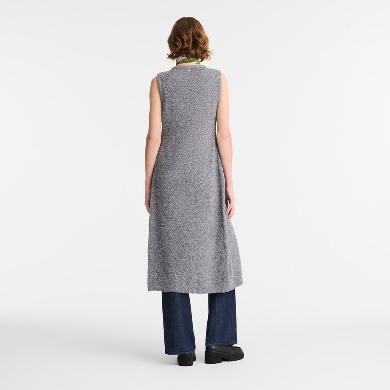 Sleeveless cardigan / Anthracite - Knit - Image 7