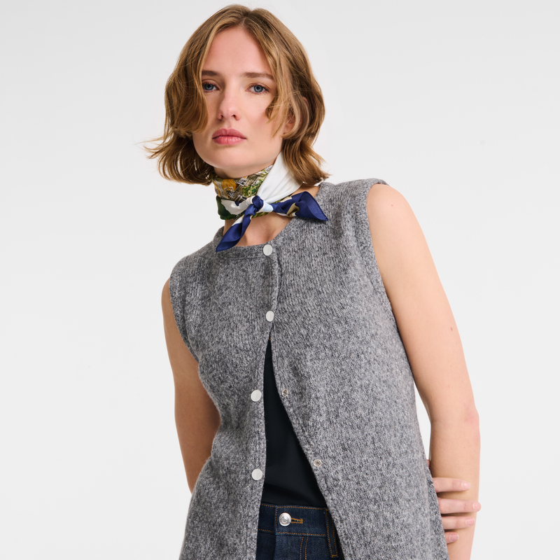 Sleeveless cardigan / Anthracite - Knit - Image 9