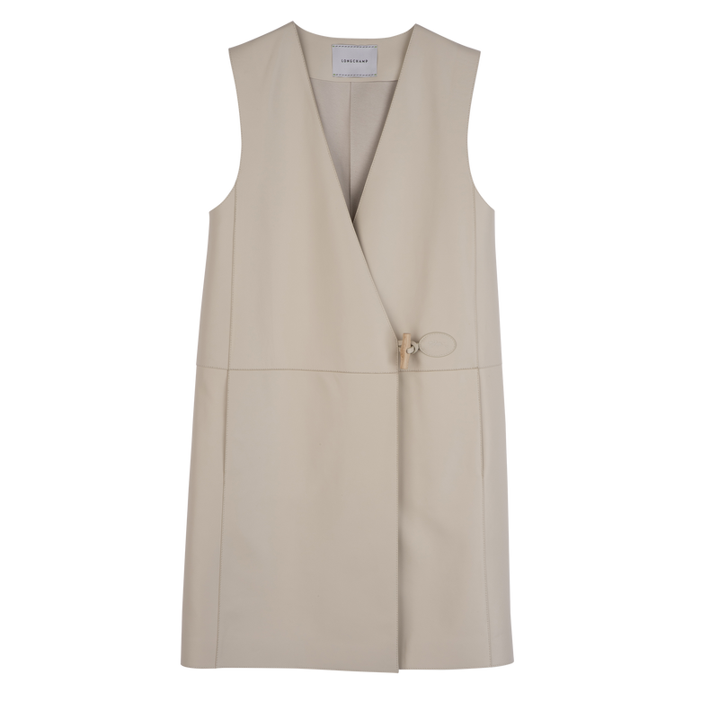 Sleeveless jacket / Ebony - Leather - Image 10