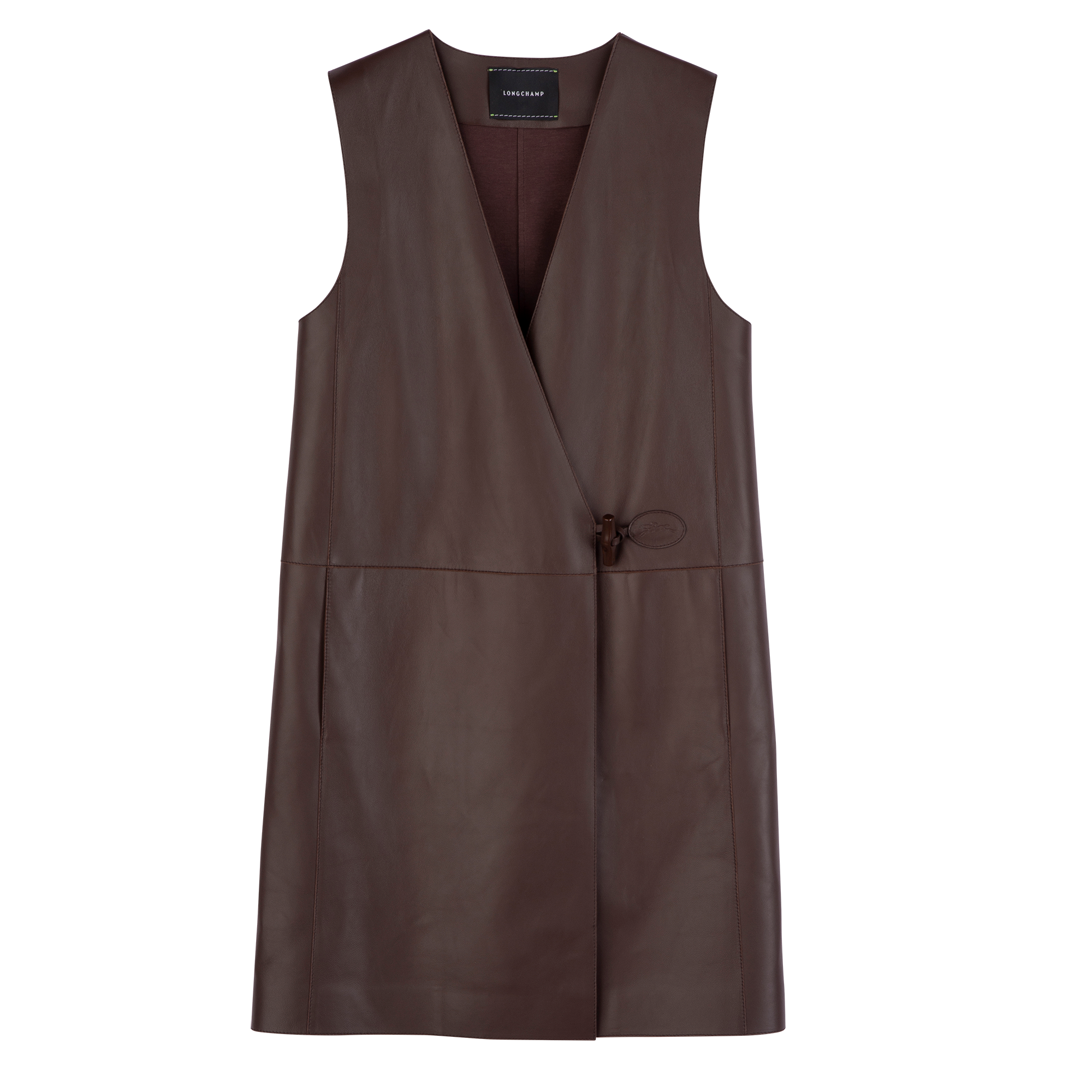 Sleeveless jacket / Ebony - Leather