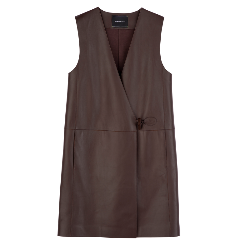 Sleeveless jacket / Ebony - Leather - Image 14