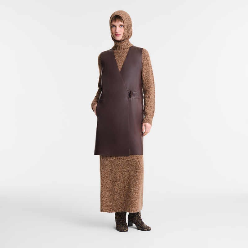 Sleeveless jacket / Ebony - Leather - Image 11