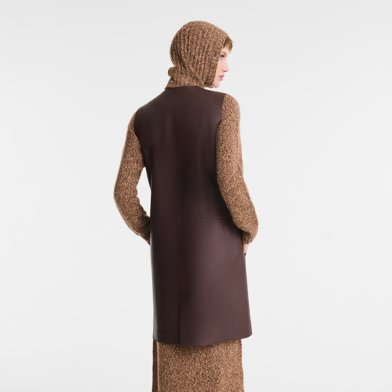 Sleeveless jacket / Ebony - Leather - Image 7