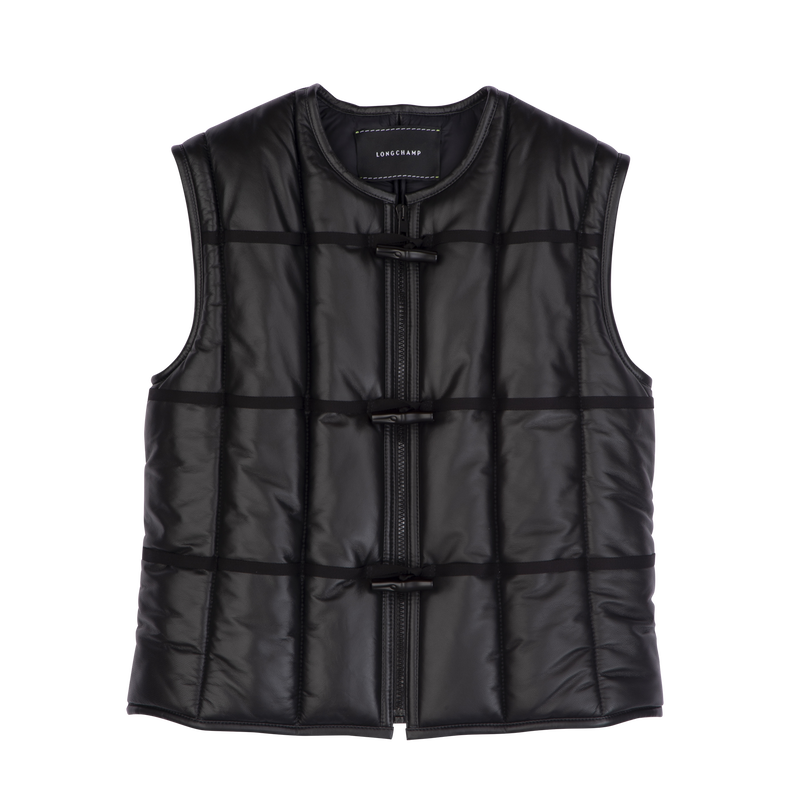 Sleeveless cardigan / Black - Leather - Image 5