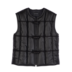 Sleeveless cardigan / Black - Leather