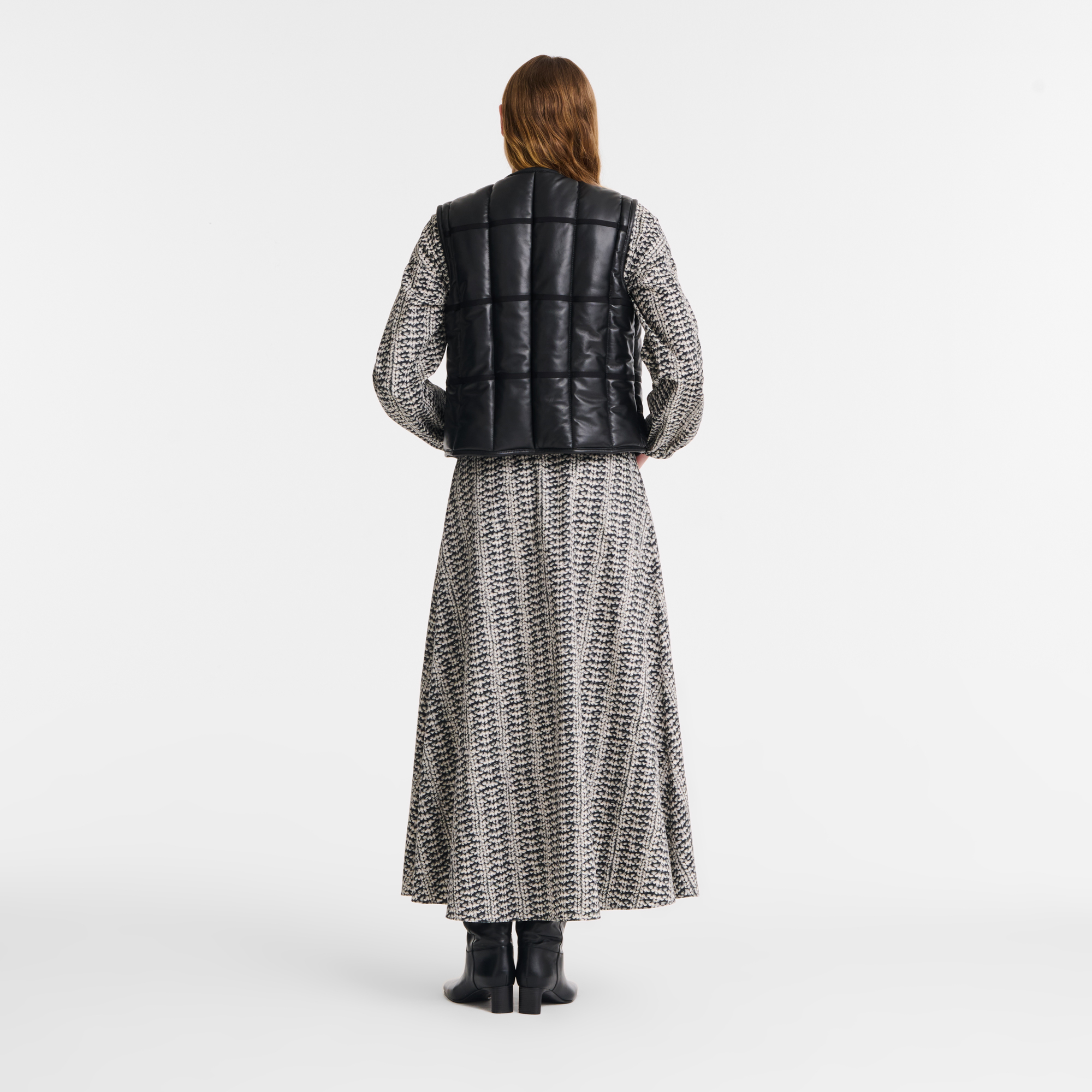 Sleeveless cardigan / Black - Leather - Image 3