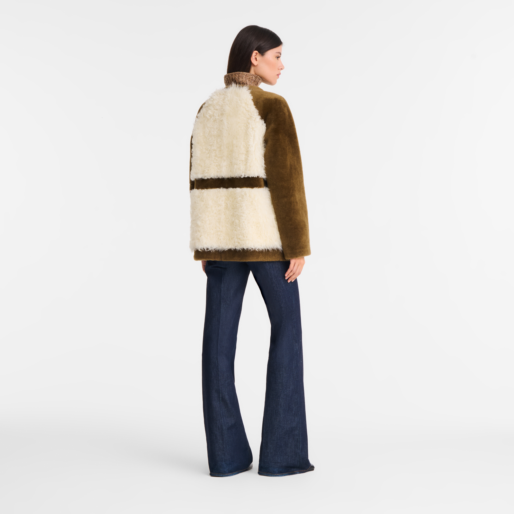 Coat / Olive/Ecru - Leather - Image 3