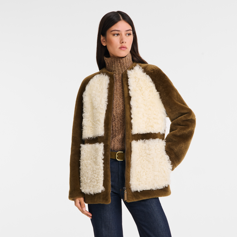 Coat / Olive/Ecru - Leather - Image 7