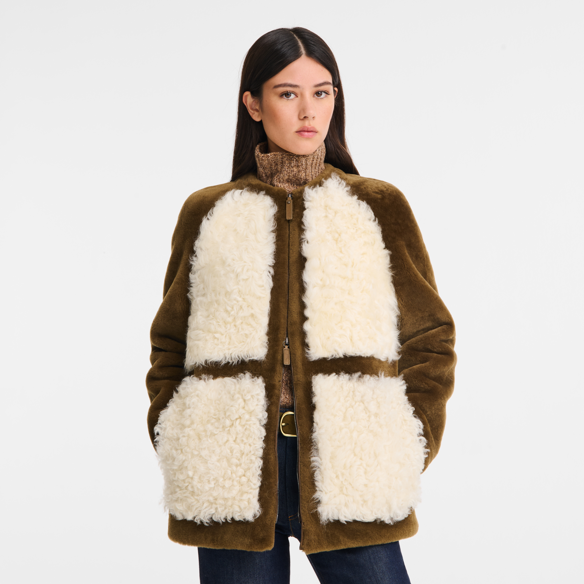 Coat / Olive/Ecru - Leather - Image 5