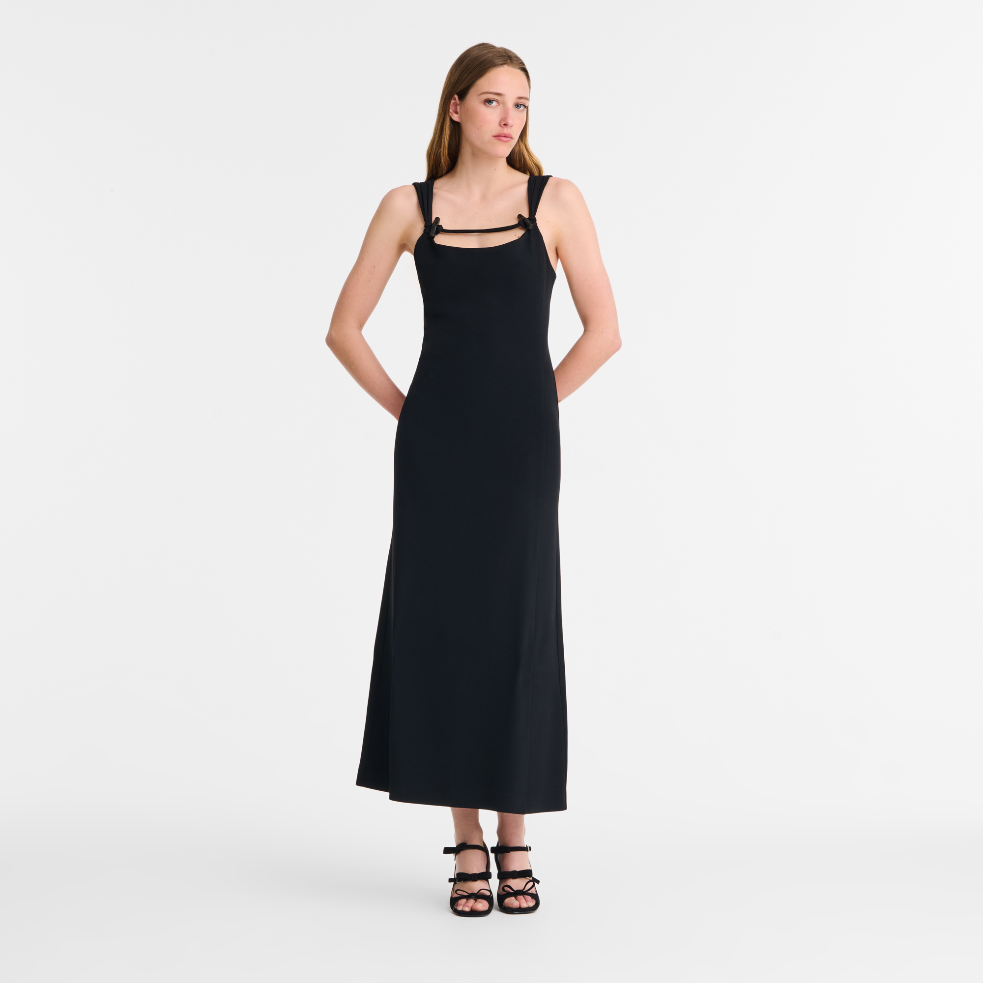 Long dress / Black - Crepe - Image 2