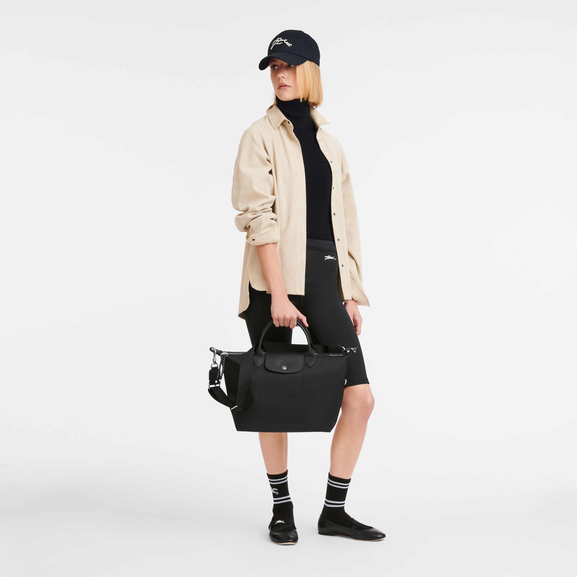 Le Pliage Energy L Handbag / Black - Recycled canvas - Image 2