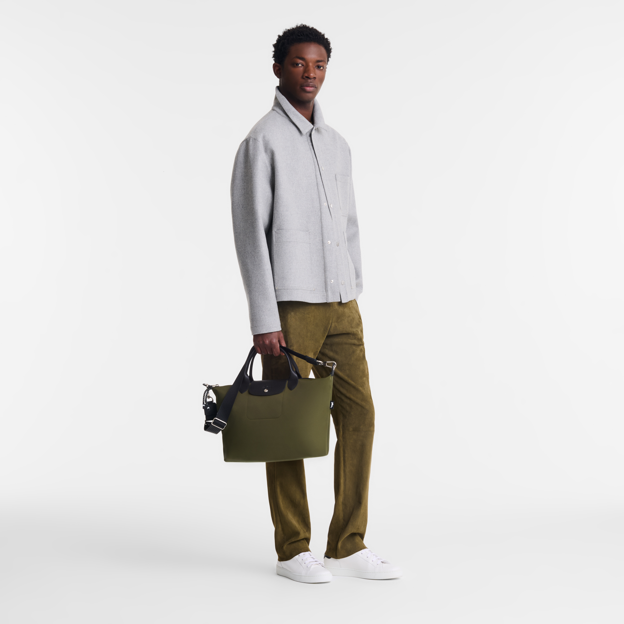 Le Pliage Energy L Handbag / Khaki - Recycled canvas - Image 2