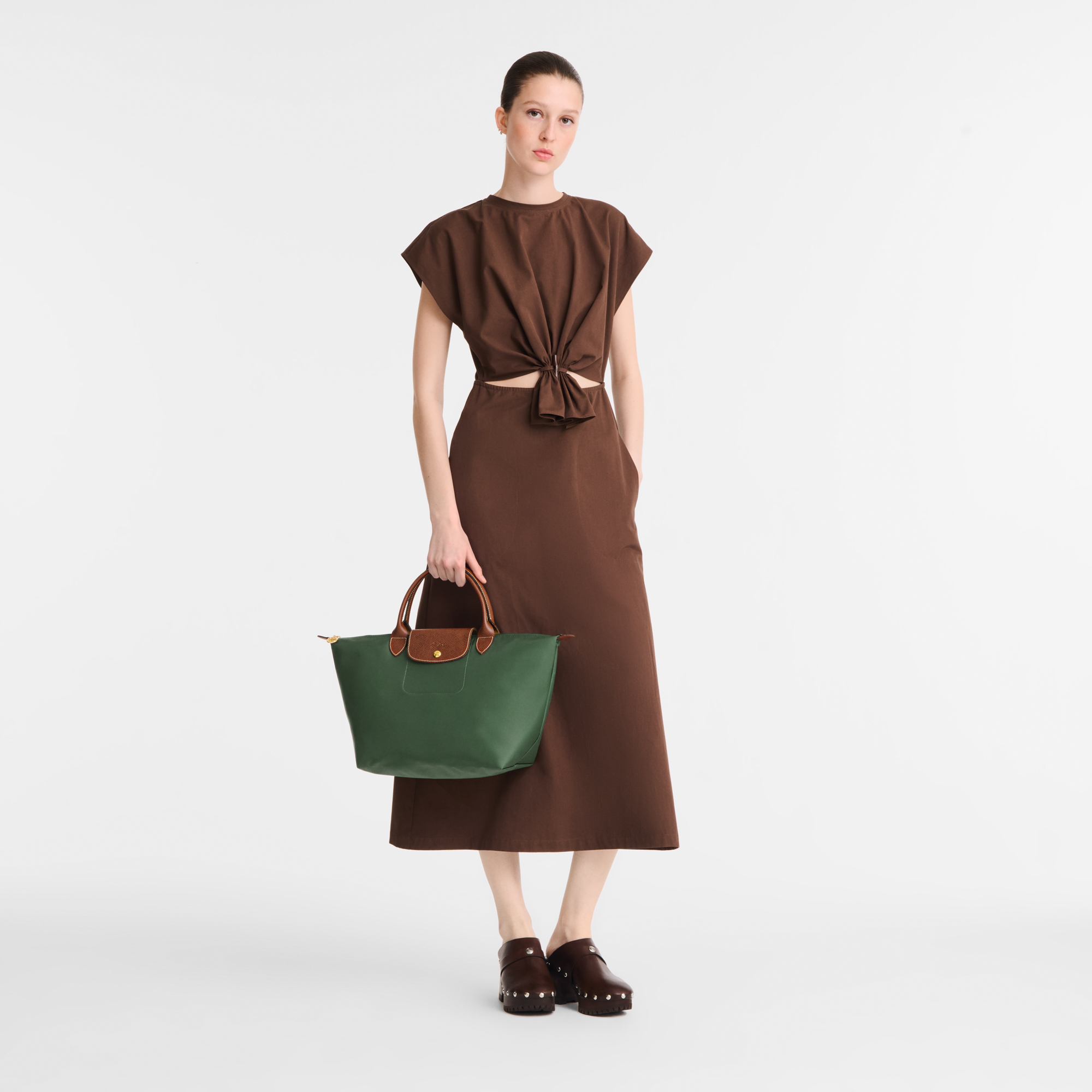 Le Pliage Original M Handbag / British Green - Recycled canvas - Image 2