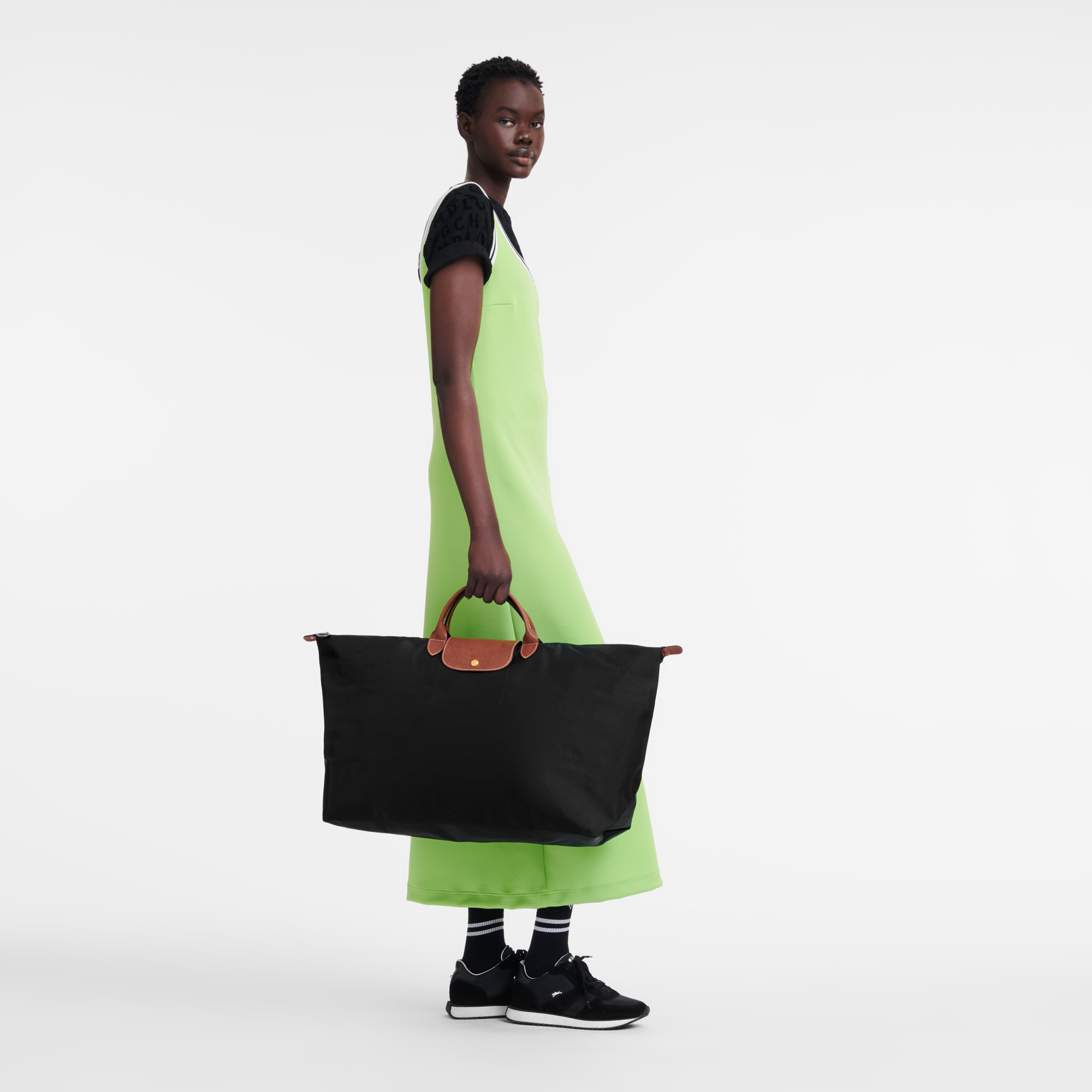 Le Pliage Original L Travel bag / Black - Recycled canvas - Image 2