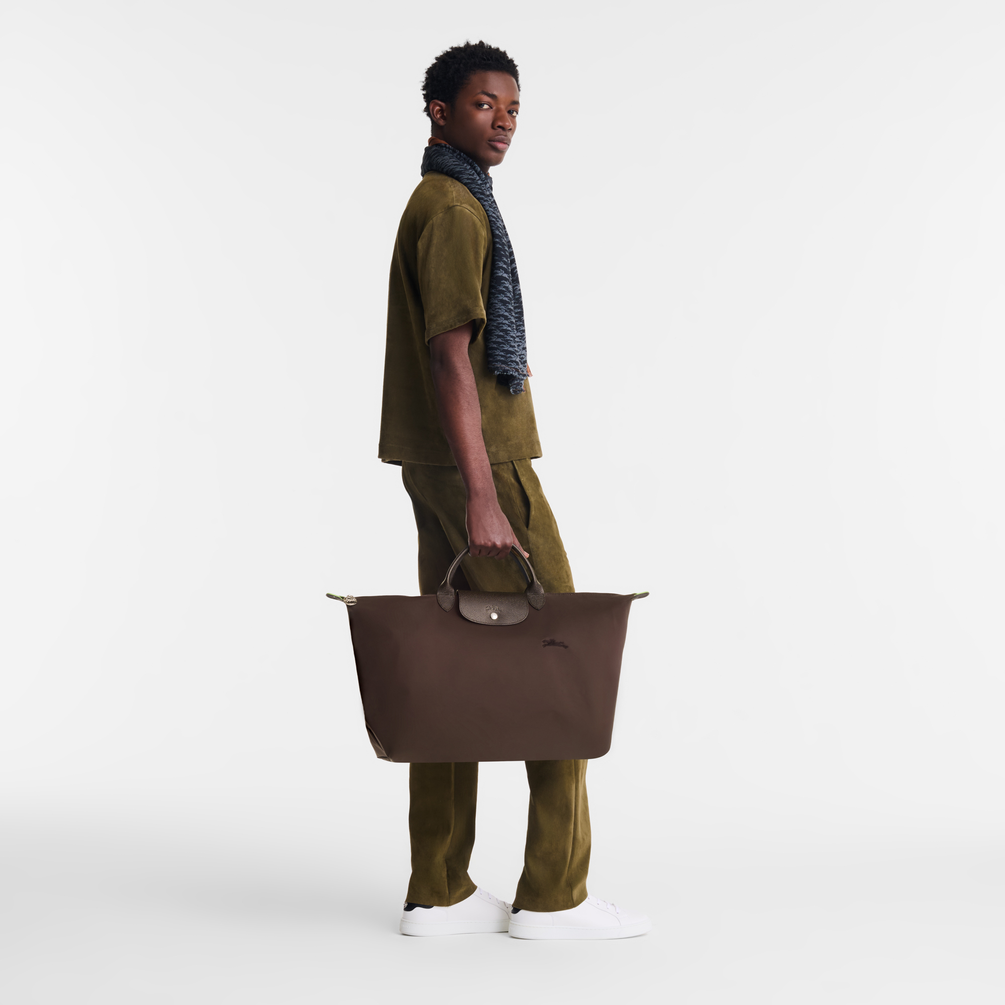 Le Pliage Green L Travel bag / Mocha - Recycled canvas - Image 2
