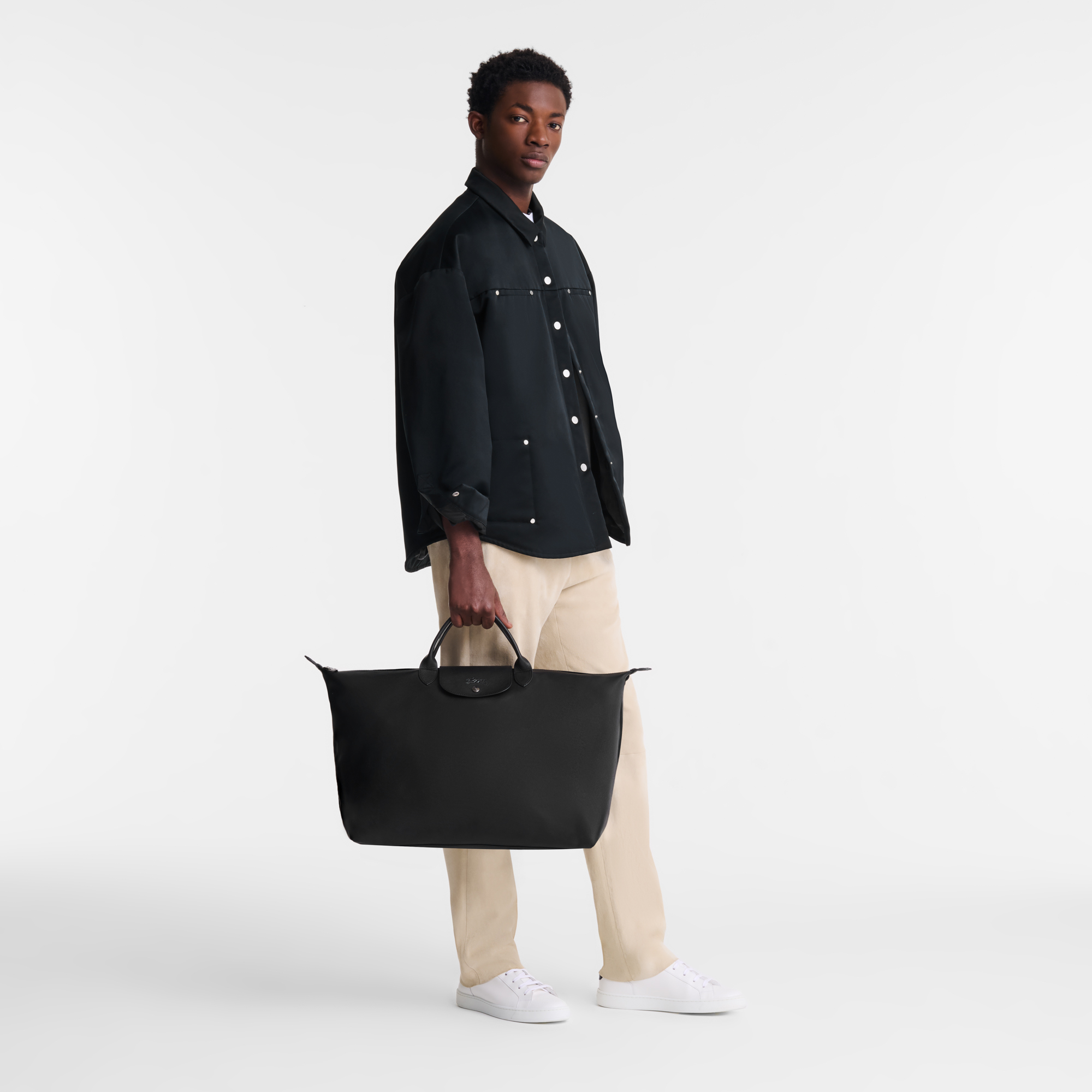 Le Pliage Xtra L Travel bag / Black - Leather - Image 2