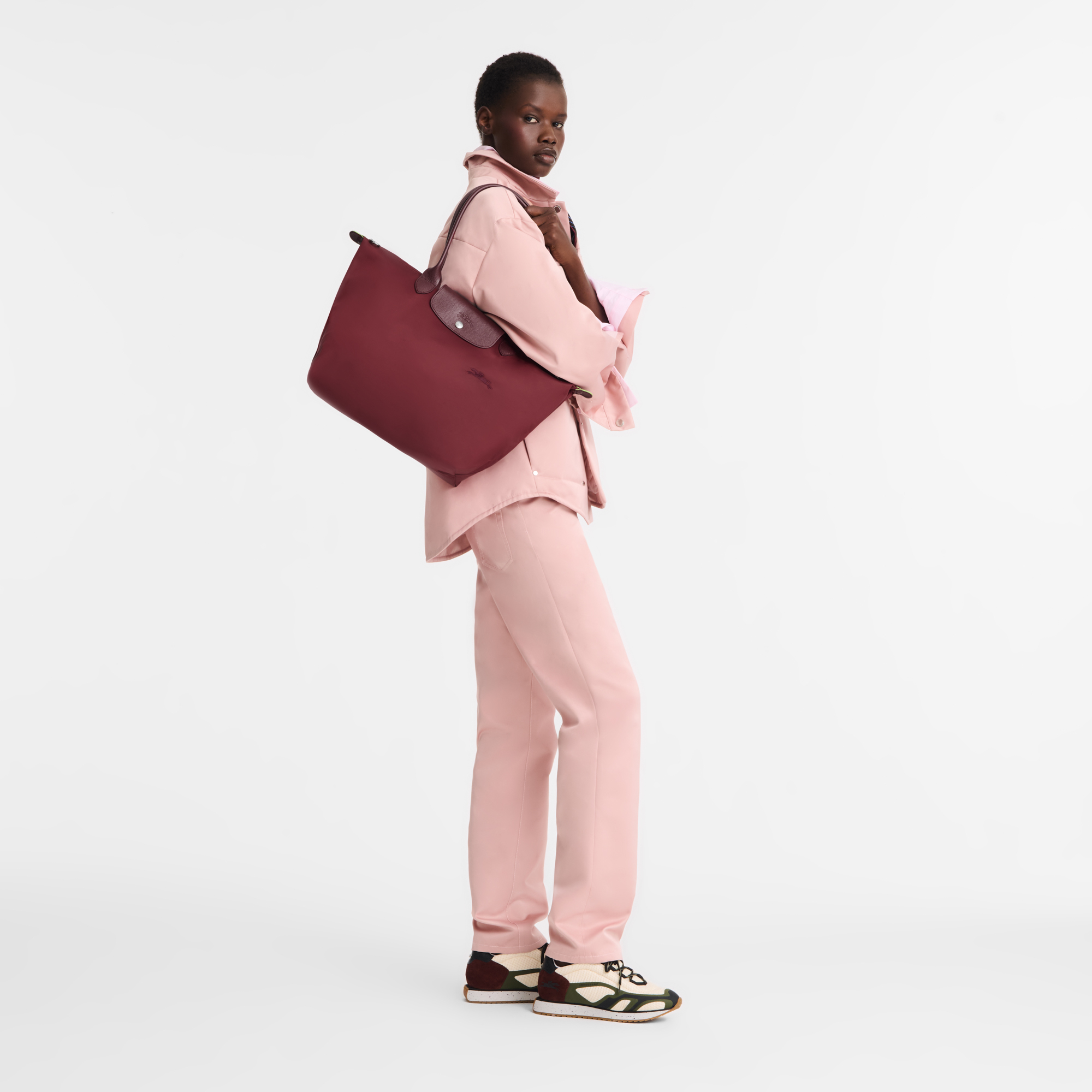 Le Pliage Green L Tote bag / Pomegranate - Recycled canvas - Image 2